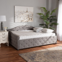 Baxton Studio Becker-Grey-Daybed-Full Baxton Studio Becker Modern and Contemporary Transitional Grey Fabric Upholstered Full Size Daybed